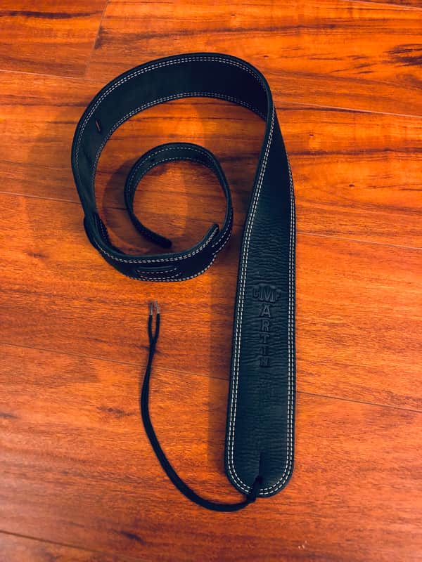 Martin Leather Strap Black w/Cream Stitching image 1