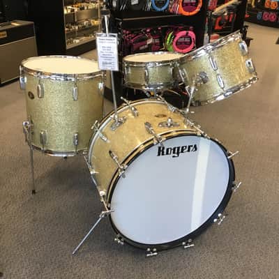 Rogers Vintage Holiday Eagle Badge Drum Shells 4 Piece - Aged Silver Sparkle image 1