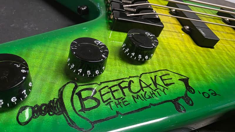 Washburn USA Dime Slime Bass EX GWAR MUSIC VIDEO TOUR STAGE PLAYED Pro Artist Owned Signed D3 Dimebag Darrell Pantera Signature DB2000 American Custom Shop Bass Guitar image 1