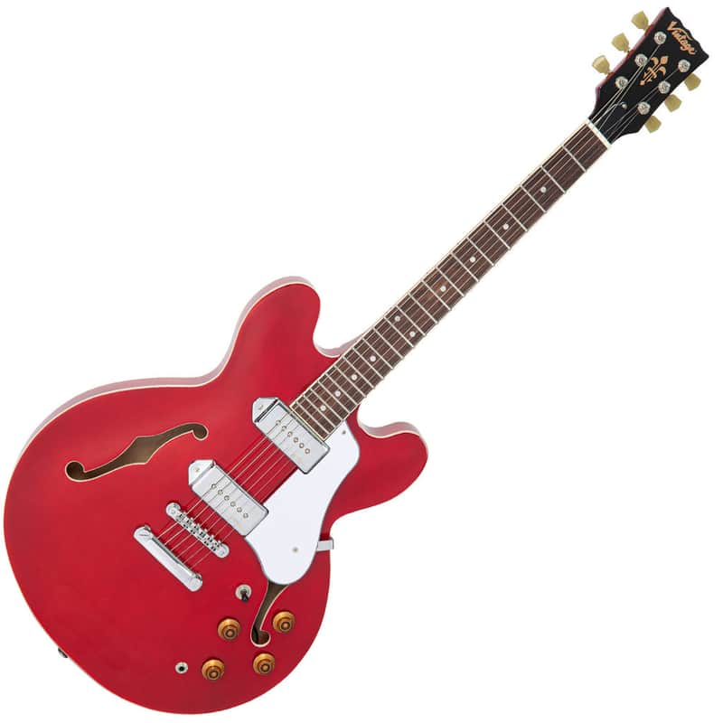 Vintage Vintage VSA500P ReIssued Semi Guitar ~ Cherry Red