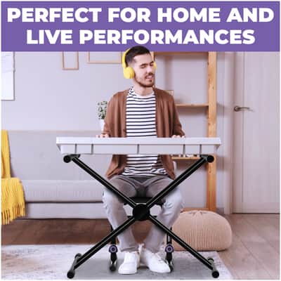 Liquid Stands Piano Keyboard Stand and Piano Bench - X-Style Adjustable and Portable Heavy Duty Music Keyboard Piano Stand and Seat image 6