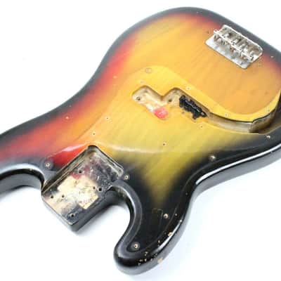 1977 Vintage Fender Precision Bass Lefty Sunburst Ash BODY Left-Handed 1970s USA PBass w/Original Bridge image 8