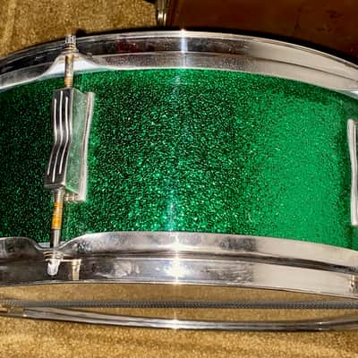 Ludwig No. 491 Pioneer 5x14" 6-Lug Snare Drum with Keystone Badge 1960 - 1968 - Green Sparkle image 3