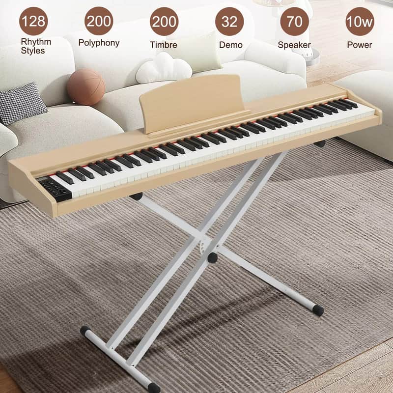 88 Key Semi-Weighted Digital Piano with Bluetooth, USB MIDI, Triple Pedals, and X-Stand – Perfect for Beginners and Performers image 1