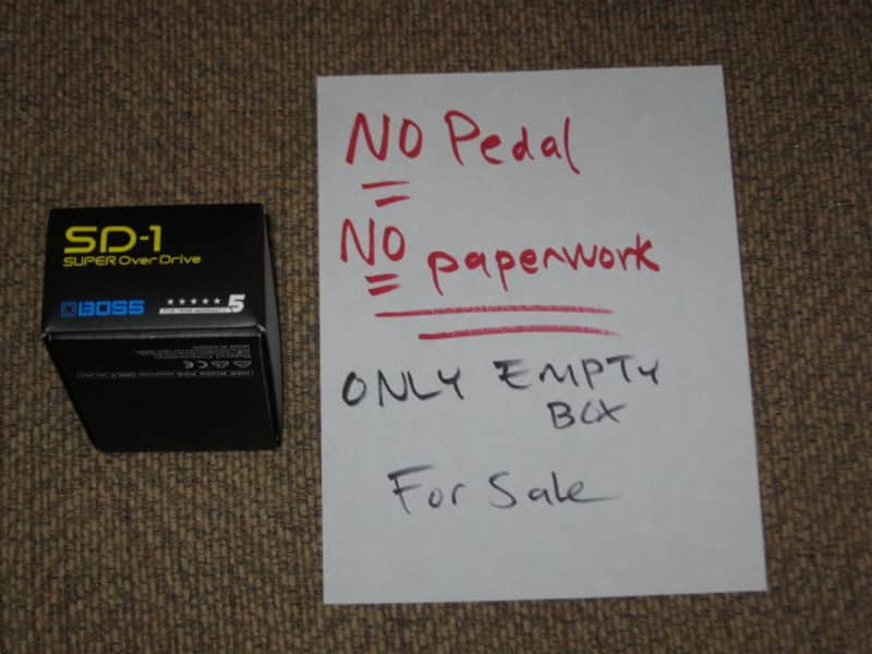 lightly handled - generally mostly very clean Boss EMPTY BOX for SD-1 SUPER OverDrive (NO pedal / NO paperwork) specifically from 2020 - but can be home for other year SD1 pedal) outside of box is black with yellow, light blue, & white graphic image 1