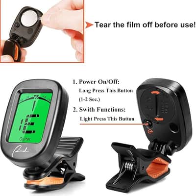 Guitar Tuner Clip On for Acoustic/Electric Guitar, Ukulele, Violin, Bass, Banjo and Chromatic Tuning Modes - Classical Black image 2
