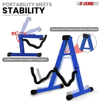 5 Core Guitar Stand A Frame w Soft Foam Arm Non Slip Rubber for Acoustic Electric Bass Ukulele image 5