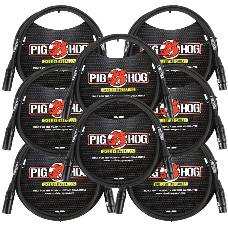 Lifetime Warranty! 8 PACK Pig Hog PHDMX5 5ft DMX Lighting Cable 3 Pin - NEW image 1