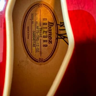 Ibanez Artcore AF75 2012 - Transparent Red Sunburst image 5