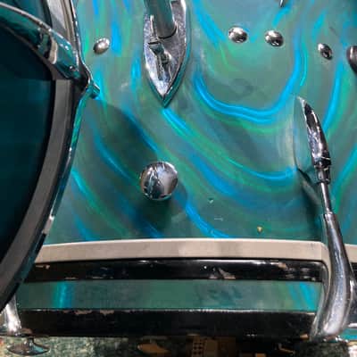Sonor "Chicago" 3-Piece Drum Set 1965 - MF Marine Turquoise Satin image 21