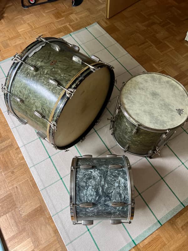Slingerland Radio King 1948 - Faded Black Marine Pearl image 1