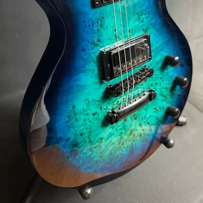 Schecter Solo-II Standard Electric Guitar Ocean Blue Burst Burl Finish image 5
