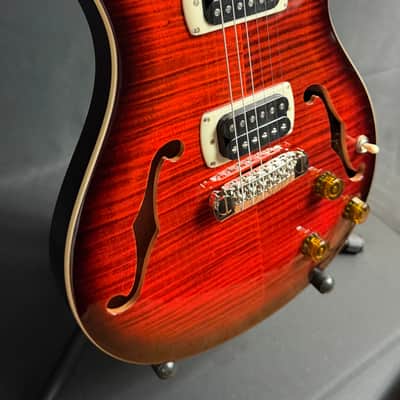 PRS SE Hollowbody I Piezo Electric Guitar Orange Tiger Smokeburst Finish w/ Gig Bag image 3