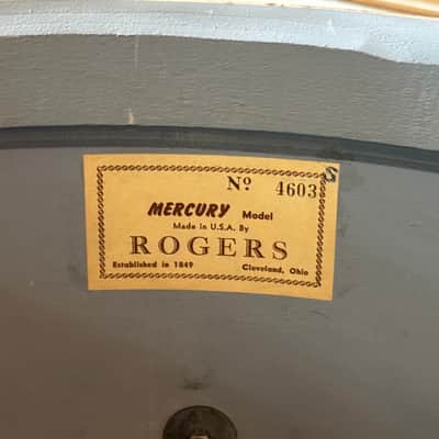 Roger's  14 x 20" Mercury Model Blue and Silver Duco Bass Drum Vintage 50's - 60's image 8