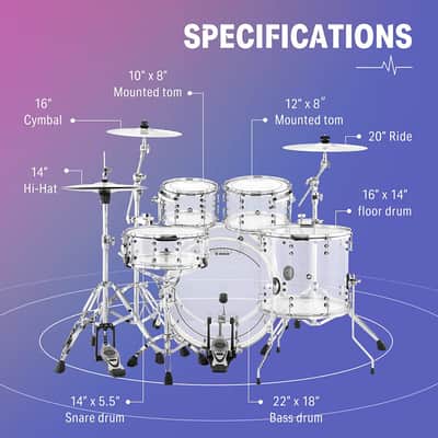 (Accept Offers) Donner DDS-1000 Crystal 22-inch 5-Drum Set for Adults Transparent+White image 2