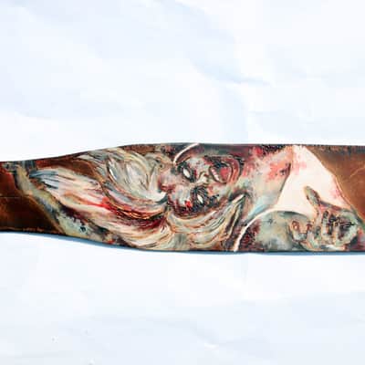 burnyblack custom guitar strap leather - Zombie brown image 5