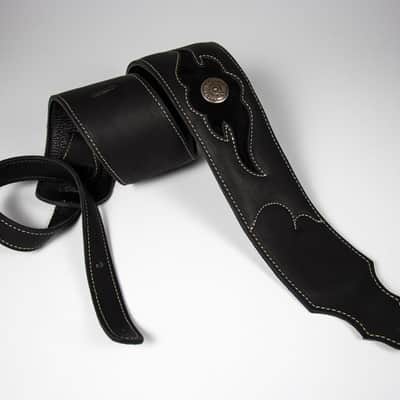 Franklin Strap 3" Premium Leather Sculpted Guitar Strap - Black/Black Suede image 1