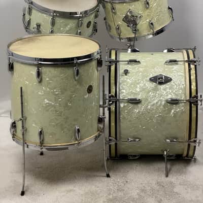Gretsch 20/13/16/6.5x14" 1951 Round Badge 3-Ply Drum Set - White Marine Pearl image 6