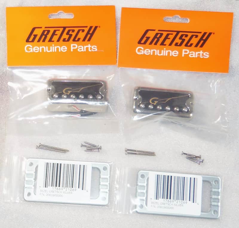Gretsch® HiLo'Tron Bridge & Neck Pickup Set~Screws & Silver Bezels Inc.~USA/Japan~Brand New image 1