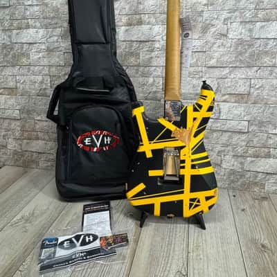 EVH #5107900528 - Limited Edition Striped Series Frankenstein Frankie Aged Black and Yellow Relic image 7