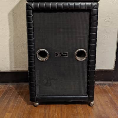 1960s Kustom 200 Solid State Bass/Guitar Amp Head & 2x15" Cabinet Black Tuck'N'Roll image 1
