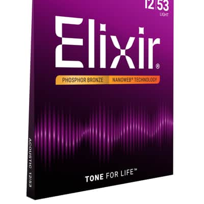 Elixir Phosphor Bronze Acoustic Guitar Strings, NANOWEB, Light (.012-.053) image 2