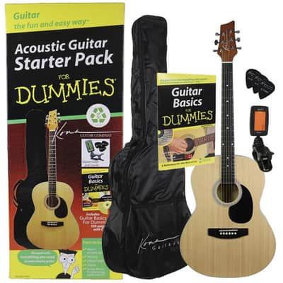 Kona K394D 6-String Acoustic Guitar Starter Pack For Dummies w/Gig Bag, Strap, Picks, Book & CD image 1