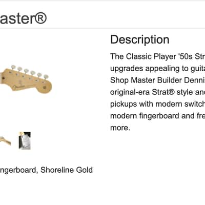 2017 Fender Classic Player '50s Stratocaster, Shoreline Gold W/ TORTOISE PICKGUARD! image 16