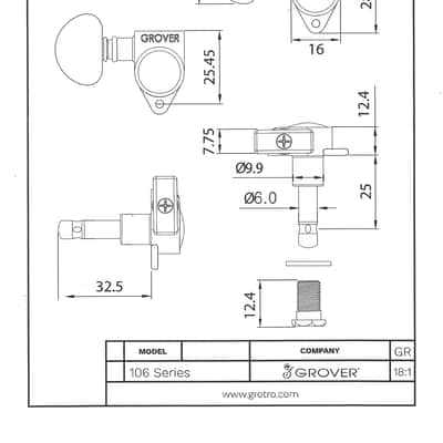 Grover 106G Rotomatic Locking Tuners 3 +3 Gold Finish image 6