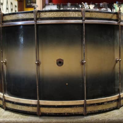 1930s Leedy 14x28 Spartan Bass Drum in Black and Gold Duco image 2