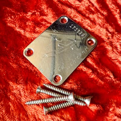 Fender Stratocaster neckplate 1966 - Chrome F logo precision Jazz bass telecaster jazzmaster image 1
