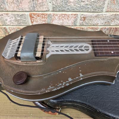 Vintage 1936 Supertone (Harmomy) 2290 "Golden Jubilee" Metal Body Lap Steel Guitar w/ Original Hardshell Case! image 5