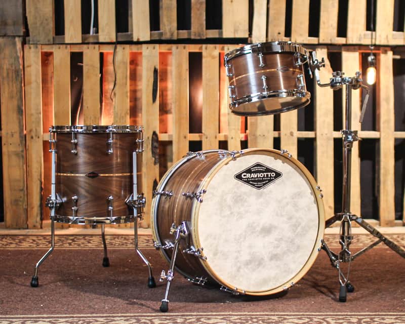 Craviotto Custom Shop Walnut Satin Oil w/ Cherry Inlay Drum Set - 14x20, 8x12, 14x14 image 1