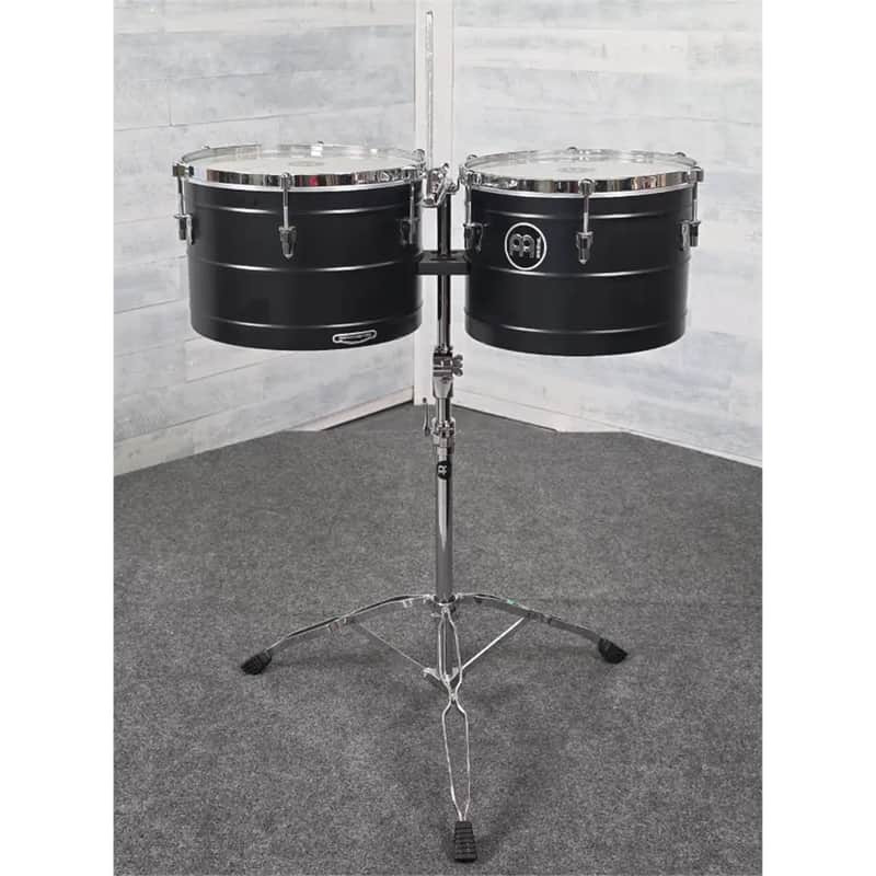 Immagine Used Meinl Marathon Steel Timbales 14 & 15 Deep Black Powder Coated - Very Good - 1