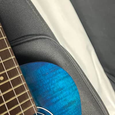 Oscar Schmidt OU2TFTBL-A Tenor Flame Mahogany Ukulele NEW uke Blue OU2 w/ lightweight case-Blemished image 9