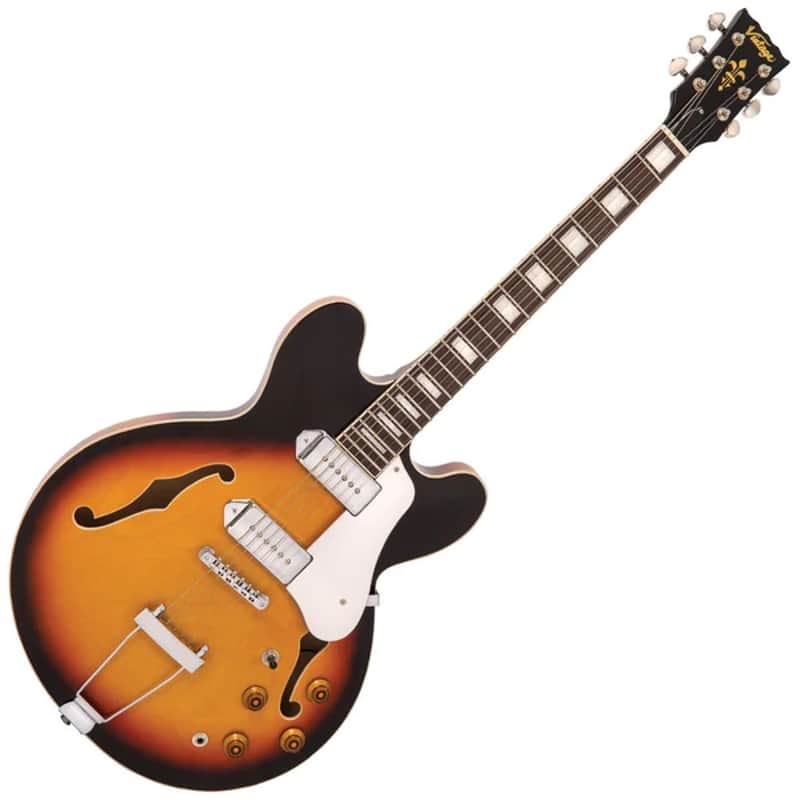 Vintage VSA500PSB ReIssued Semi Hollow Body Guitar - Vintage Sunburst image 1