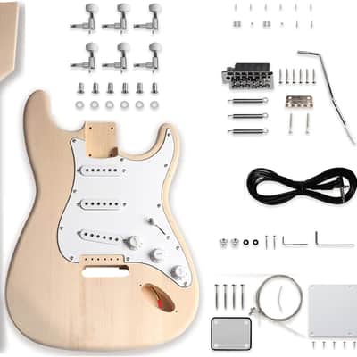 Electric Guitar Kit Beginner Kits 6 String Right Handed with Basswood Body Maple Neck Poplar Fingerboard Build Your Own Guitar. image 1