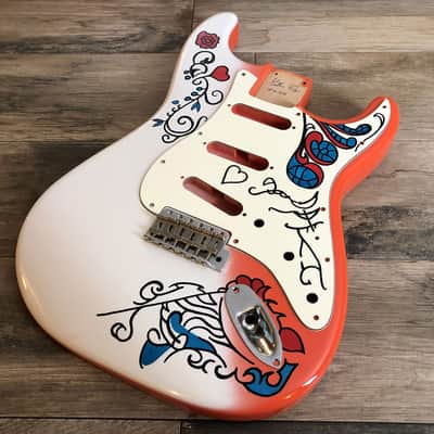 Made to Order - FRANCHIN Mercury guitar body and pickguard Jimi Hendrix MONTEREY REPLICA White and Red 100% Nitro Lacquer Alder Stratocaster-Strat-S-Style Made in Italy image 2