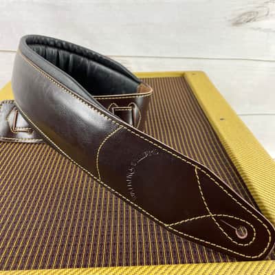 Walker and Williams C-22-BRN Dark Brown Handmade Premium All Grain Leather Padded Guitar Strap 3" Wide For Acoustic, Electric, And Bass Guitars image 4