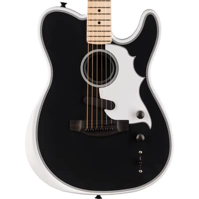 Fender Jack White Triplesonic Acoustasonic Telecaster Satin Arctic White with Black Top image 1