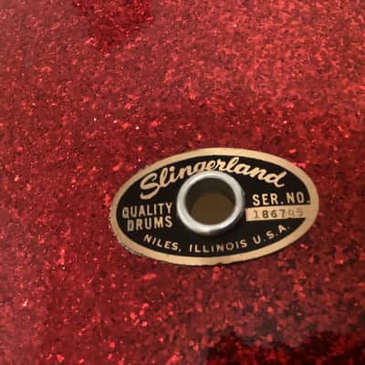 Slingerland 16x16 Floor Tom 1960s - Red Sparkle - COB hoops image 5