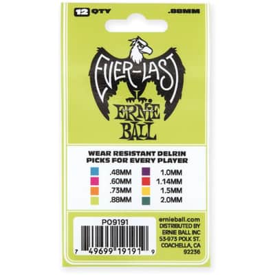 Ernie Ball Plettri Everlast Green 0.88mm Busta da 12 image 3