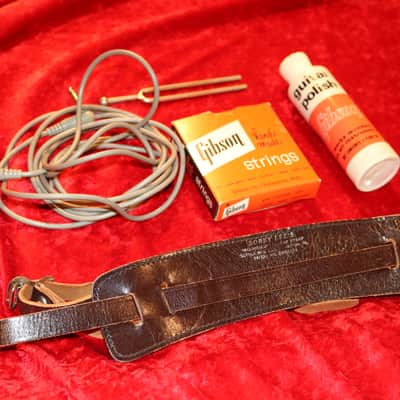 Bobby Lee Leather Guitar Strap and case candy  1960's image 1