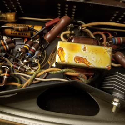 DuKane Tiny mono tube amp 1A370 dual 50L6 and 6x9 AlNiCo speaker 1954 - grey paint image 17