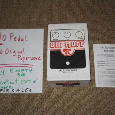 very lightly handled - mostly very clean Electro Harmonix EMPTY CARDBOARD BOX and printout copy of Owner's Instructions ONLY for USA Big Muff Reissue (NO Pedal, NO original paperwork) image 1