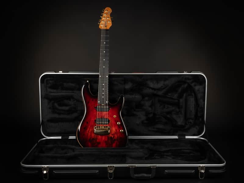 2021 Ernie Ball Music Man Jason Richardson Signature Cutlass 7 - Rorschach Red | USA 7-String JR7 Buckeye Burl Top Birdseye Maple Neck Tremolo Stainless Steel Frets 3.6kg | OHSC image 1