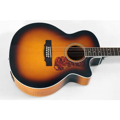 Guild F-2512CE Deluxe 12-String Cutaway Jumbo Acoustic-Electric Guitar Regular Antique Burst image 3