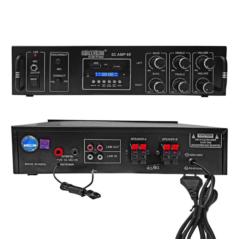 5Core Amplifier Home Audio 65W RMS Stereo Receiver DJ Amp w USB AUX MIC SD Card Input image 1
