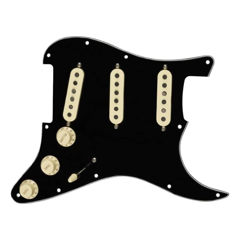 Fender Pre-Wired Strat® Pickguard, Tex-Mex SSS, Black, 0992343506 image 1