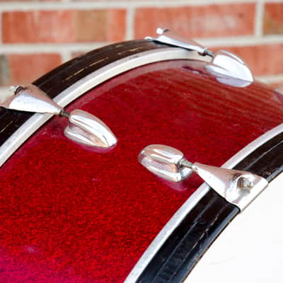 Used vintage Slingerland 26 x 8" Marching Bass Drum, Red Sparkle image 7